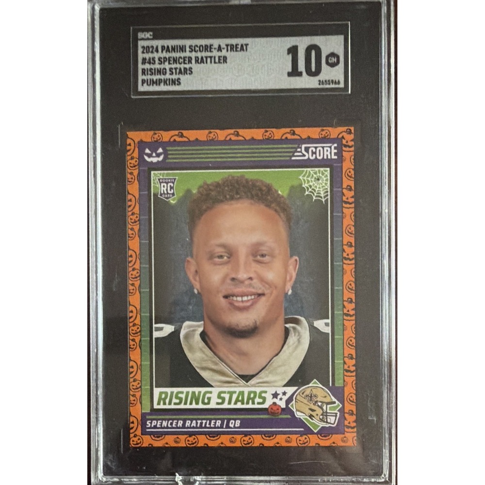 Panini 2024 Score-A-Treat Rising Stars Pumpkins Spencer Rattler #45 RC SGC 10